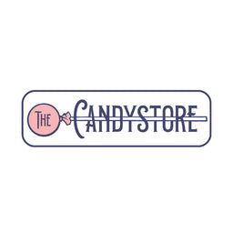 Logo of The Candy Store with a pink candy on a white background